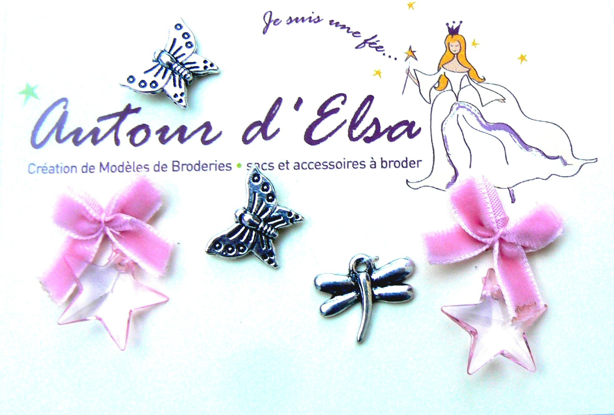 charms papillons roses