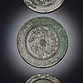Two bronze <b>circular</b> '<b>TLV</b>' <b>mirrors</b>, Western Han-Xin dynasty (206 BC-AD 23)