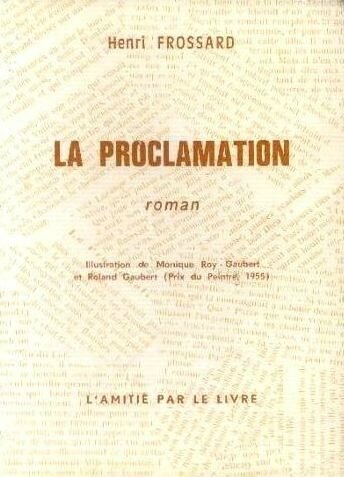 Livre Henri Froosard La Proclamation