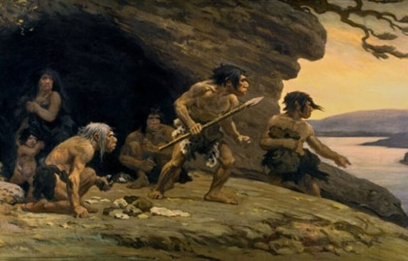 sortant de leur grottes les hommes de la préhistoire