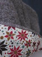 Chapeau AGATHE en laine bouillie taupe avec fleur - Doublure de LIBERTY véritable automne - taille 57 (1)