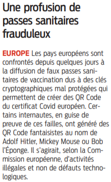 2021 10 31 SO Une profusion de passes sanitaires frauduleux