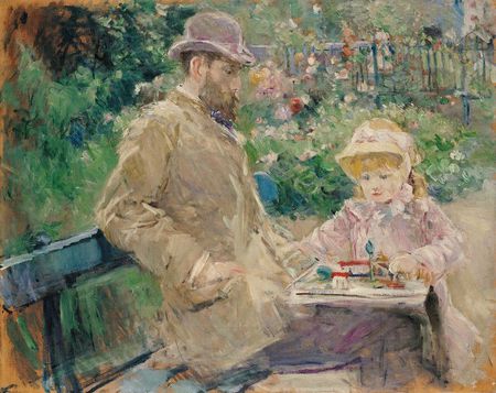Berthe Morisot, Eugène Manet et sa fille dans le jardin de Bougival 1881