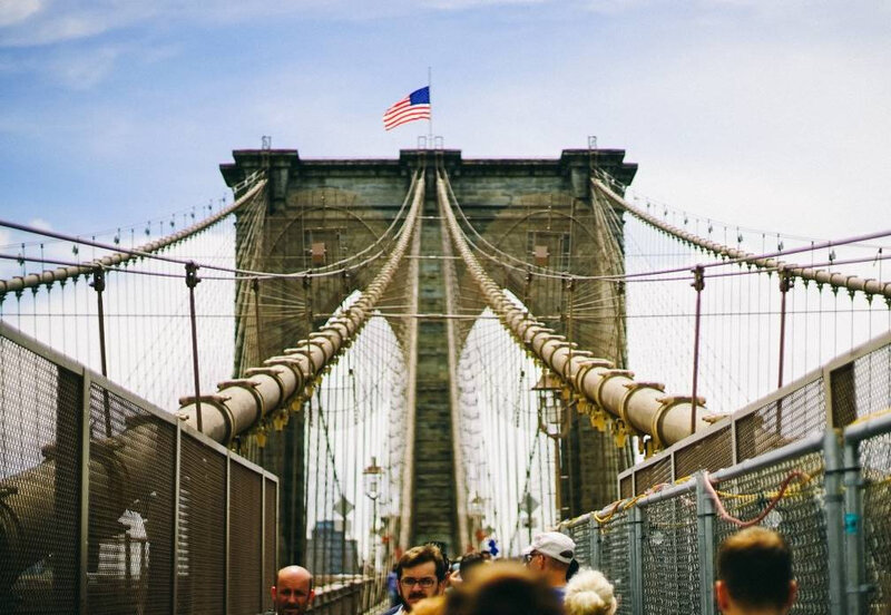 Pietons Brooklyn Bridge