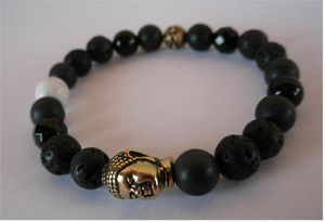 Bracelet noir bouddha or