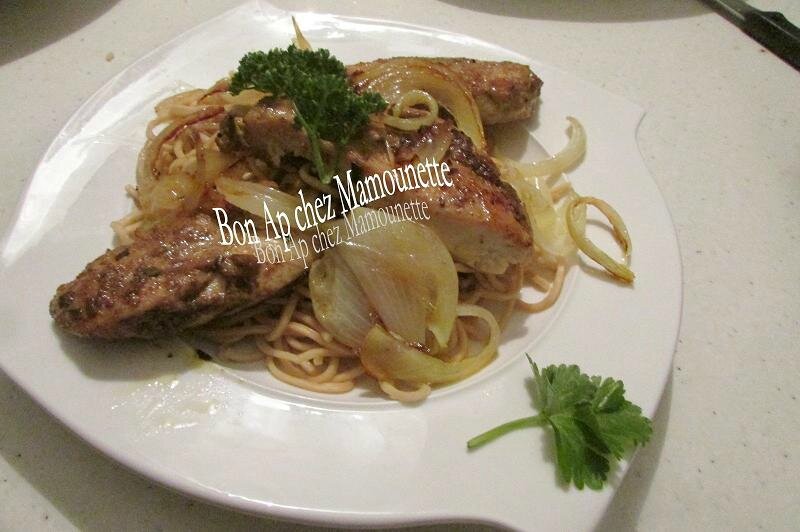 Filets de poulet fermier au massalé et ses pâtes asiatiques 005