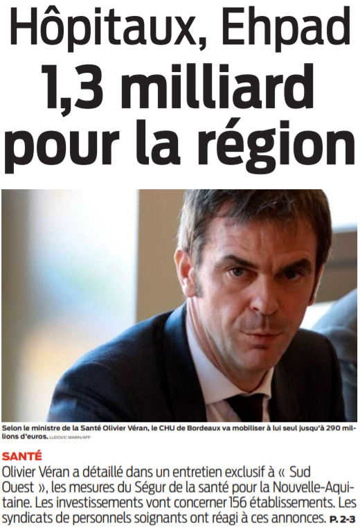 2021 12 02 SO Hôpitaux Ehpad 1 milliard 300 millions pour la région