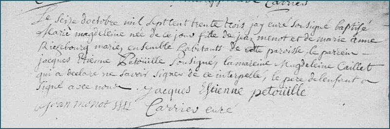 MENOT Marie Magdeleine - naissance