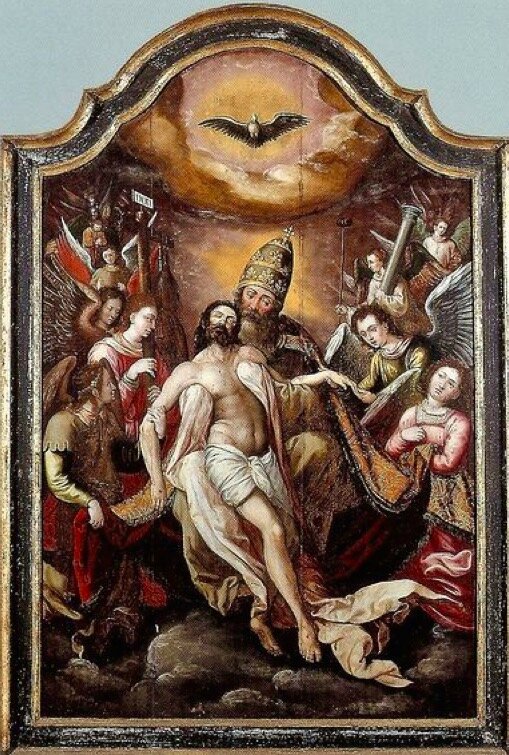 Trinité peinture sur bois XVIe siècle