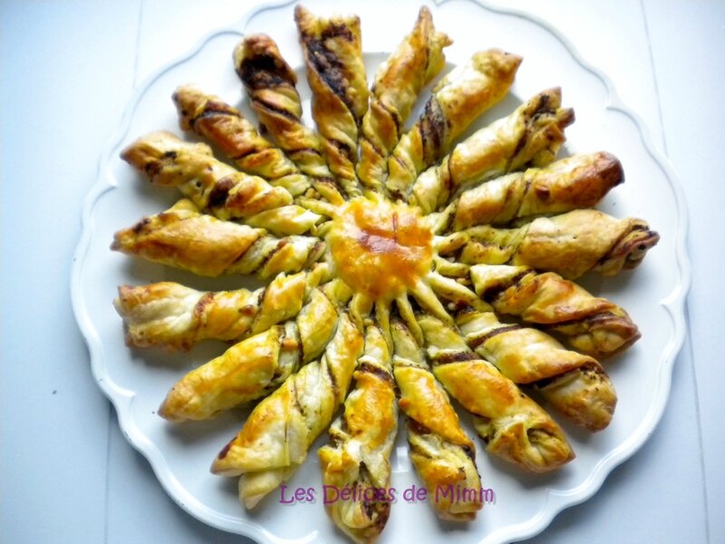 Soleil feuilleté pesto, pignons et parmesan pour l’apéro 5
