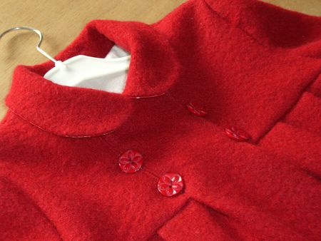 Manteau Volga en laine bouillie rouge 002