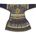 A blue-ground embroidered court robe, <b>chaofu</b>, Qing dynasty, 19th century