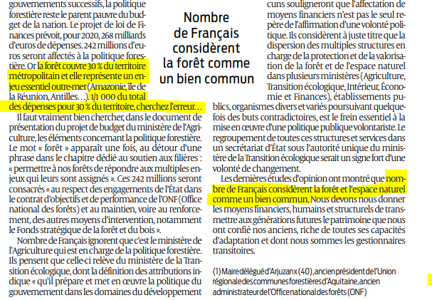 2019 11 04 SO La politique forestière parent pauvre du budget de la nation2