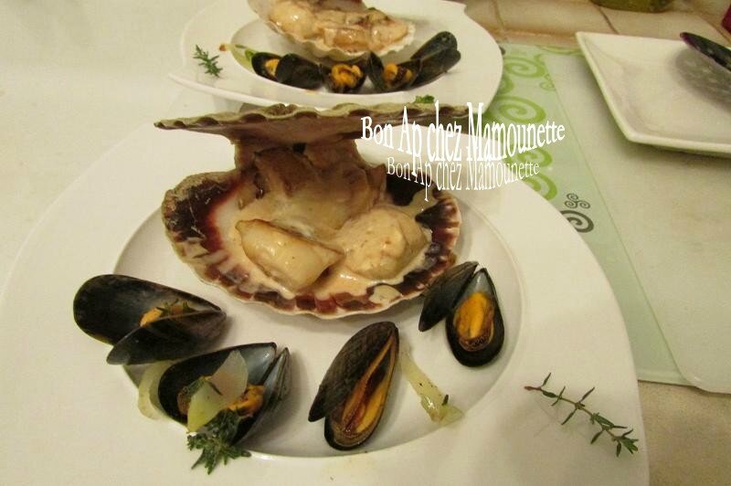 Coquilles st Jacques à la pomme flambées au calvados 007