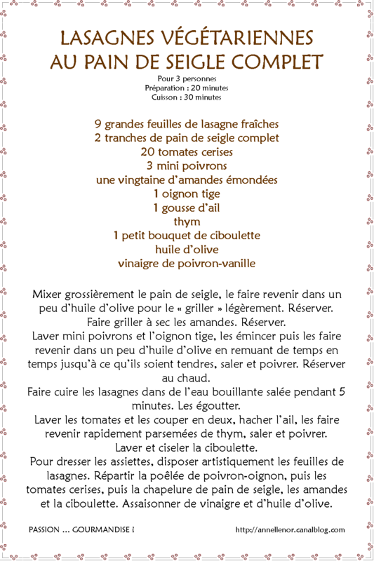 Lasagnes déstructurées sans viande au pain de seigle complet_fiche