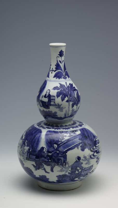 Blue-and-white Gourd Vase with Figures, Ming Dynasty, Chongzhen Reign 1628-1644