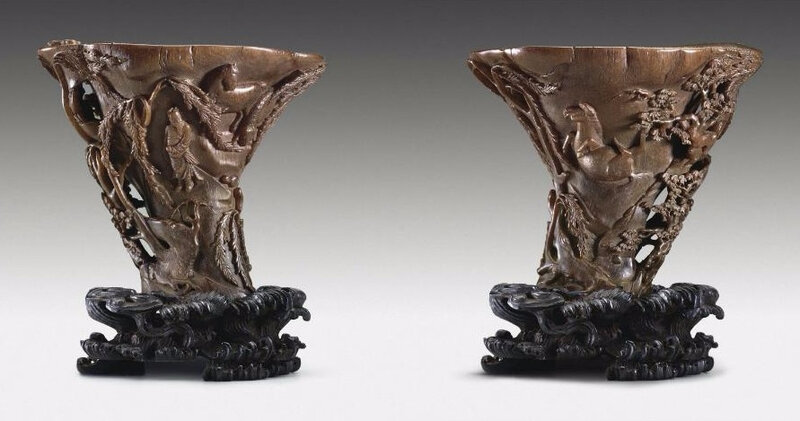 A rare large rhinoceros horn cup, 17th-18th century