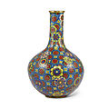 A fine and rare cloisonné enamel bottle vase, <b>Yongzheng</b>-<b>early</b> <b>Qianlong</b> <b>period</b> (1723-1795)