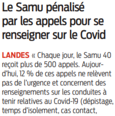 2022 01 27 SO Landes Le Samu pénalisé par les appels pour se renseigner sur le Covid