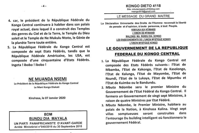 LE GOUVERNEMENT DE LA REPUBLIQUE FEDERALE DU KONGO CENTRAL a