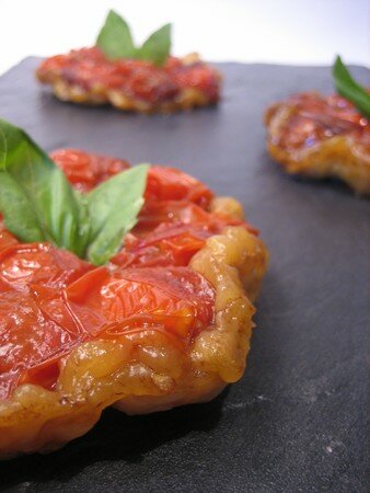Mini tatin de tomate au balsamique recettes dessert Tomates cerise au caramel