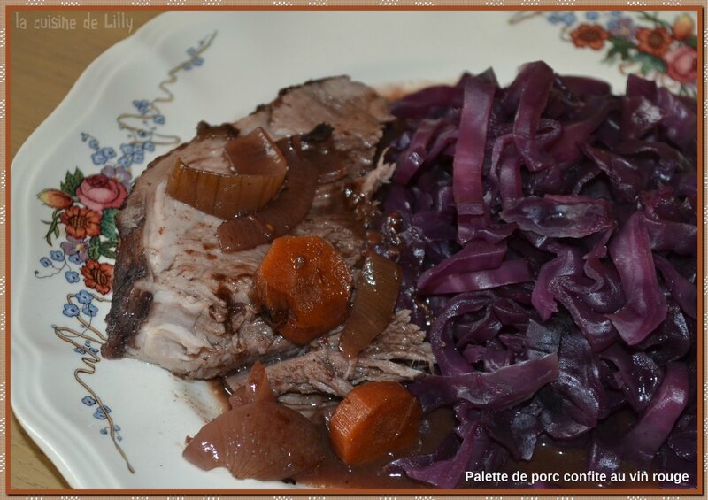 palette de porc confite au vin rouge