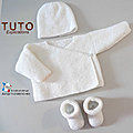 TUTO tricot <b>bb</b> BOUTIQUE bebe modele layette bébé et patron a tricoter Explications brassière, bonnet, bloomer, chaussons