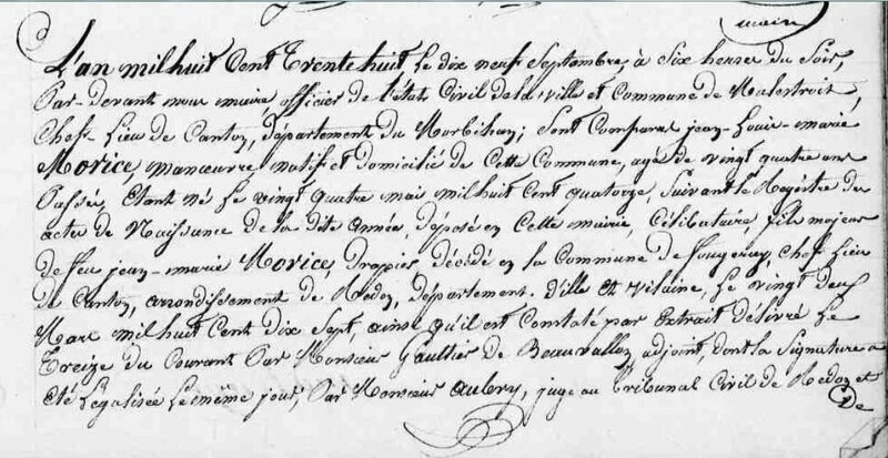 1838 mariage à Malestroit de Marie Julie Kerfelec_1