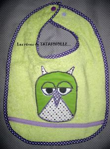 Bavoir hibou jade TTF