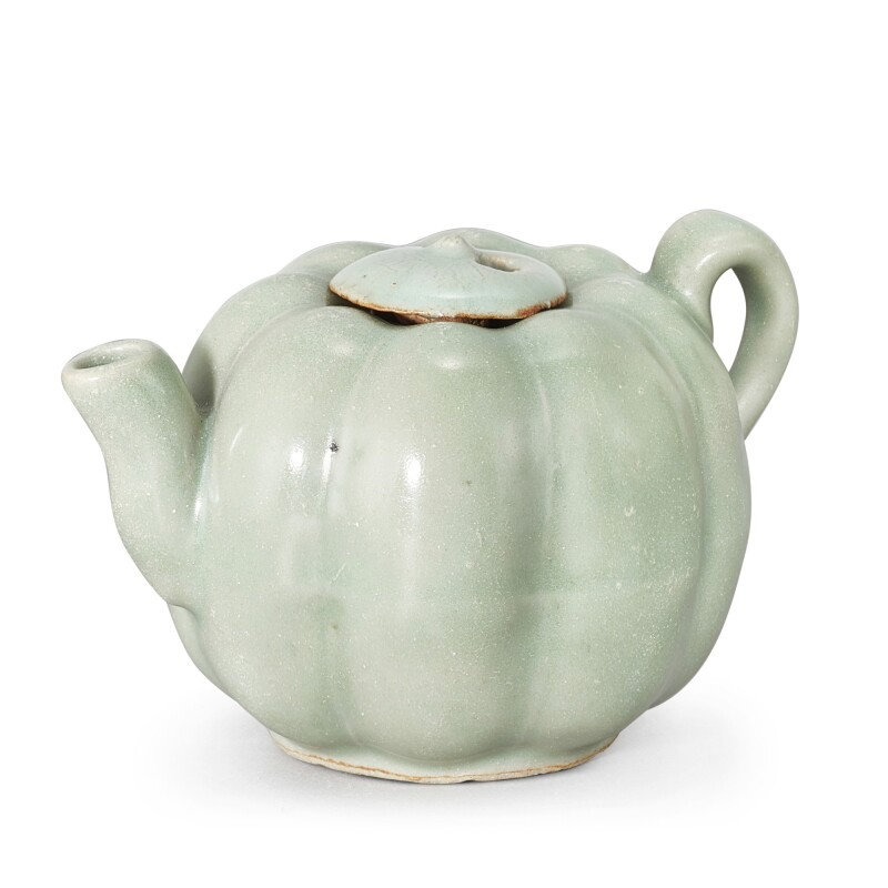 A Longquan celadon melon-shaped ewer and cover, Southern Song dynasty