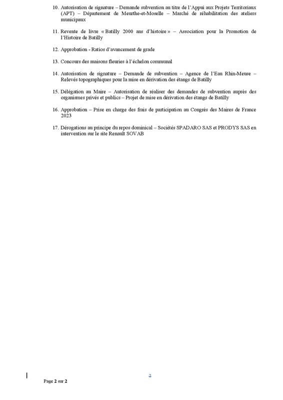 ANNULE ET REMPLACE - Ordre du jour - CM du 16