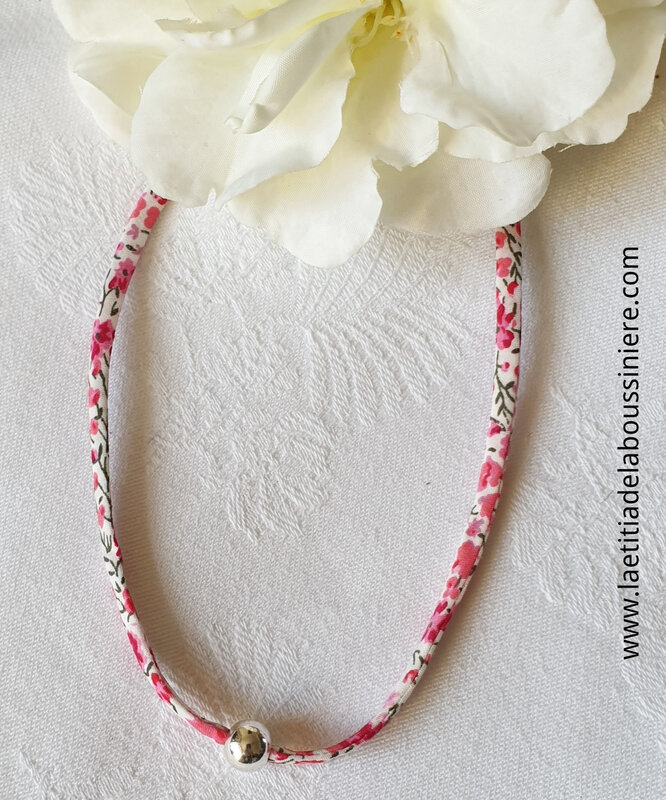 Collier Perle argent sur cordon Liberty - 19 €
