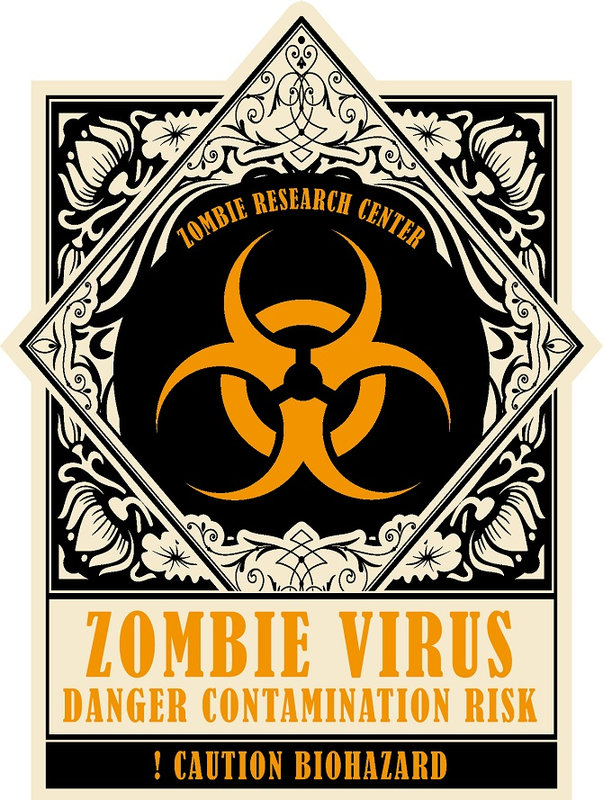 27, Zombie, virus, biohazard, sticker, labels,