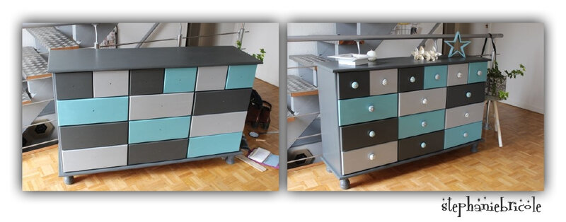 meuble relooké gris
