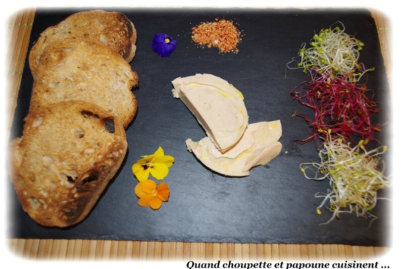 assiette de foie gras, sel au piment d'espelette et pousses germées-8190