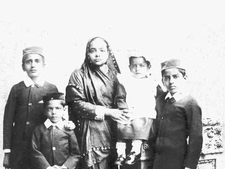 Gandhi's children with their mother