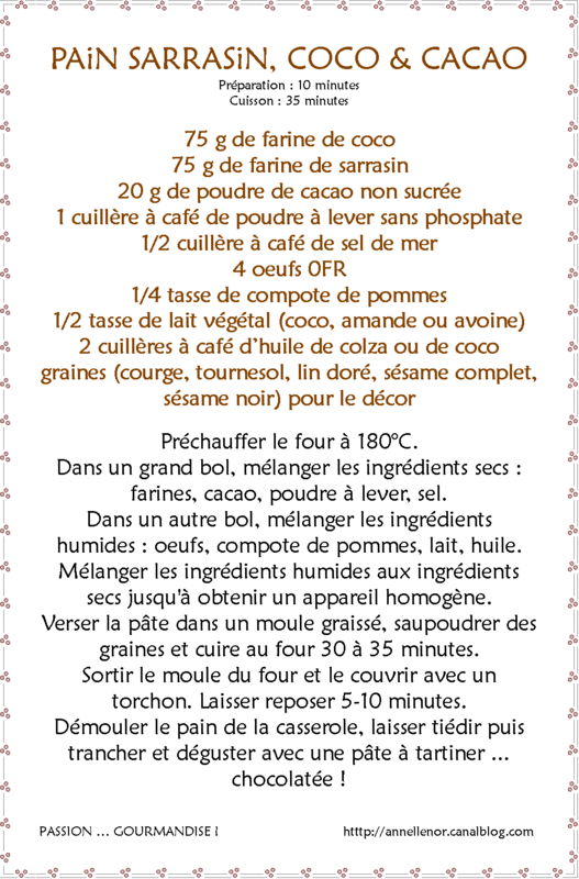 Pain sarrasin, coco & cacao_fiche
