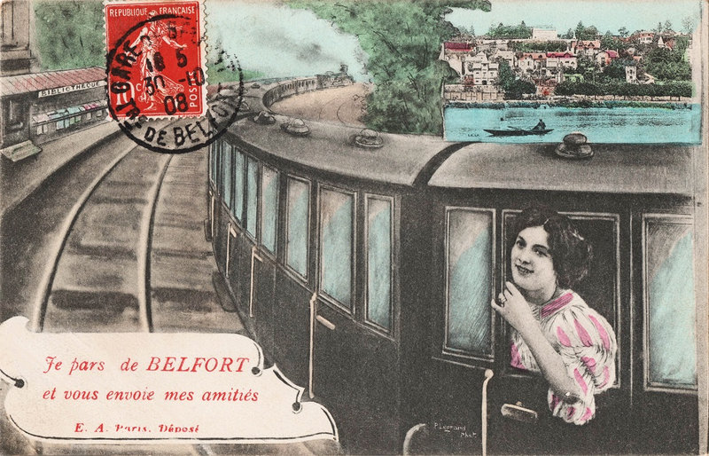 Belfort CPA Voyageuse Je pars Variante 2 BF R