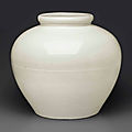 A rare large <b>white</b>-glazed jar, Ming dynasty, early 15th century