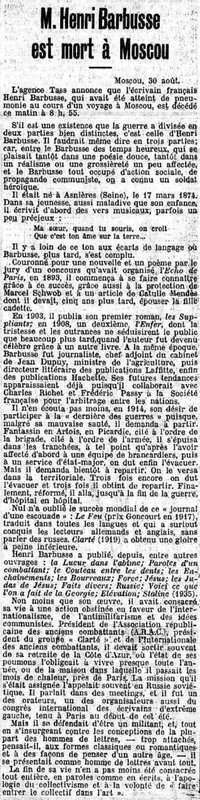 Le Temps Barbusse 31 08 1935
