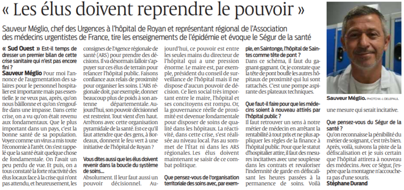 2020 06 16 SO Les élus doivent reprendre le pouvoir
