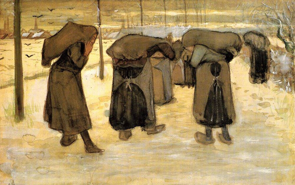 Dessin Van Gogh - miners-wives-carrying-sacks-of-coal