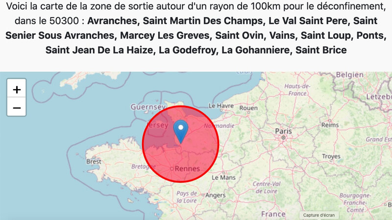 Covid19_covid-19_carte_deconfinement_France_11 mai 2020_50300_Manche_lockdown_deconfinement_100 km_Avranches