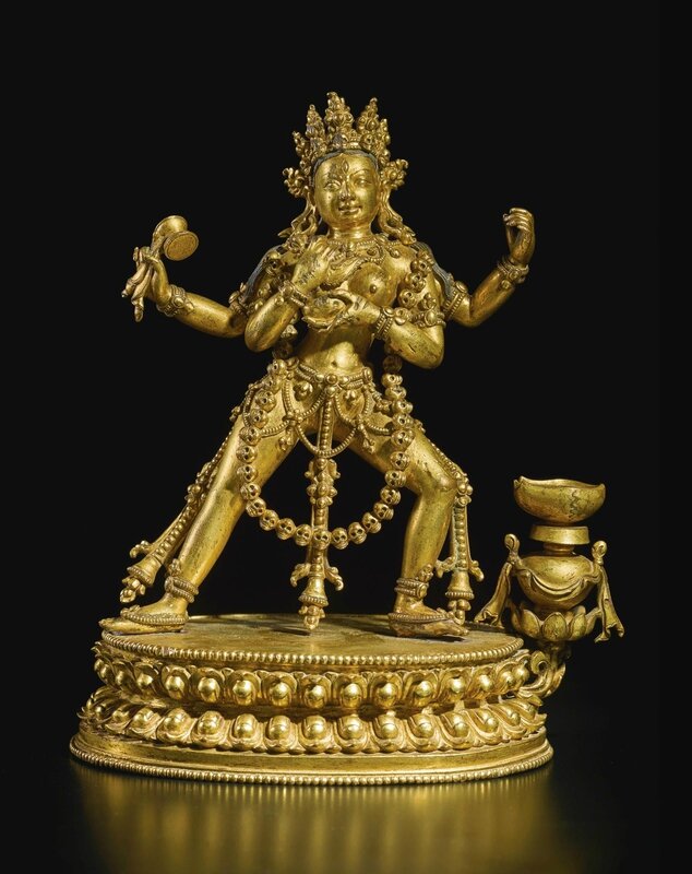 A Gilt-Bronze Figure Depicting a Dakini, Tibet, 16th-17th Century