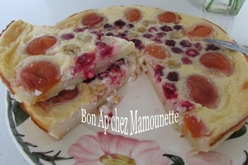 Flan far aux abricots et aux 2 framboises 013-