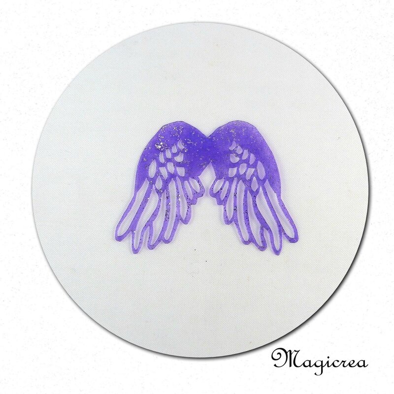 ailes anges violet pailleté argenté