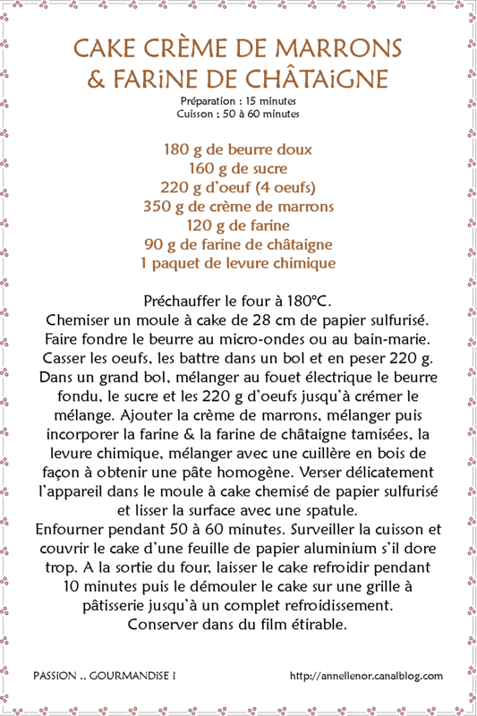 Cake crème de marrons & farine de châtaigne_fiche