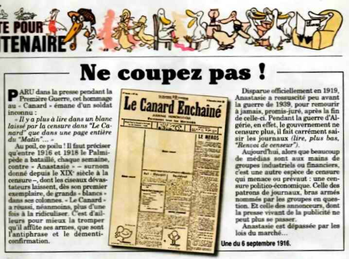 Le canard ne coupez pas