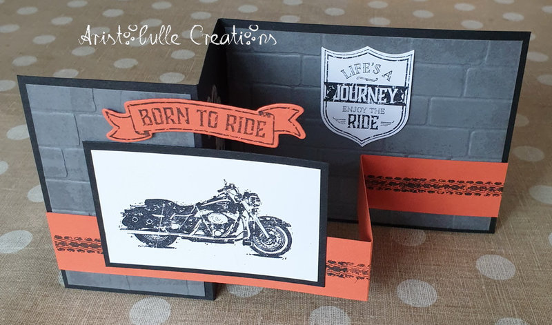 Carte double Z moto anniversaire Aldwin - dépliée