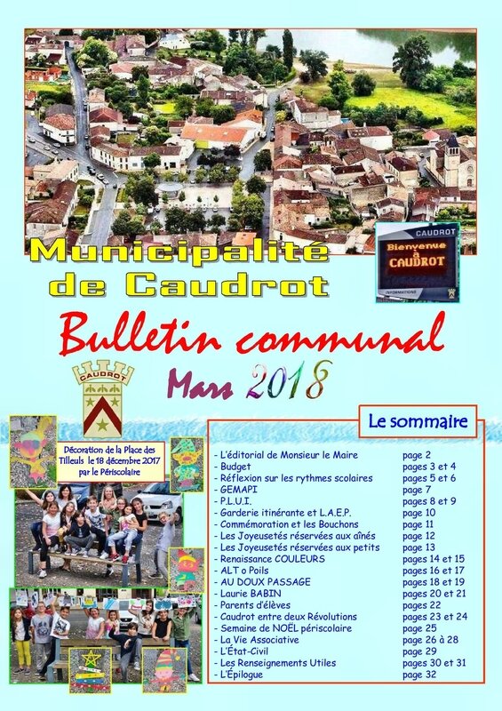 CAUDROT Bulletin Communal MARS 2018 COUVERTURE